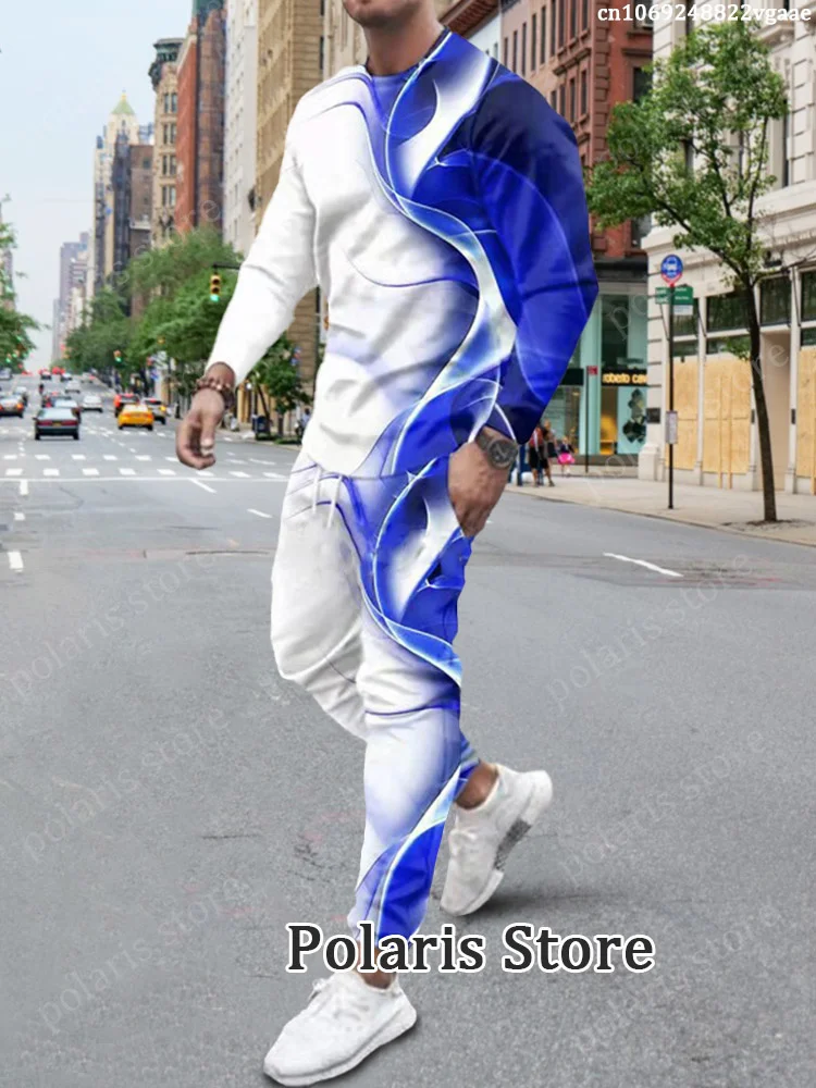 

Summer Tracksuit For Men 2 Piece Outfit Lon Sleeve T Sirt Set Trousers Clotin Joer Suit Pant Streetwear Oversized Clotes