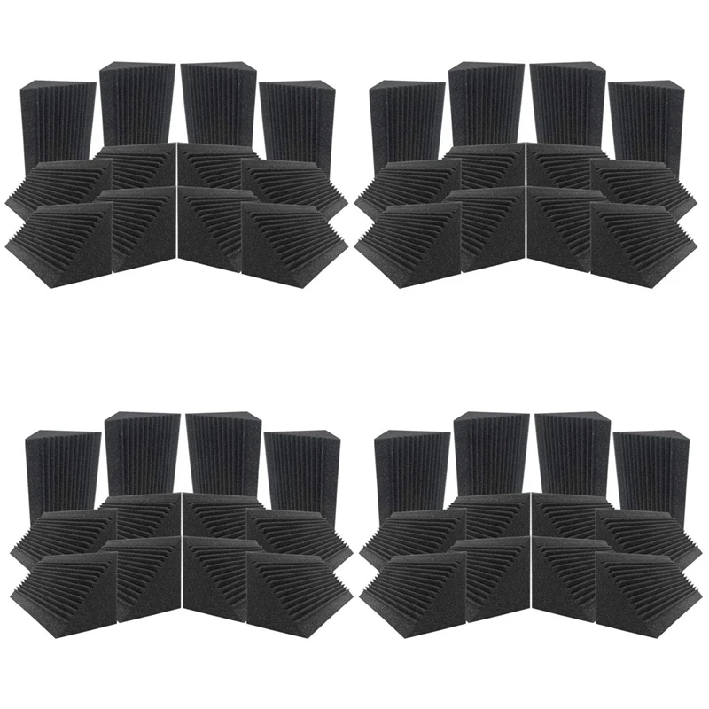 

48 Pcs Sound-Absorbing Foam Board,Bass Trap Wedge-Shape Brick,Sound-Absorbing Foam Sound Insulation Treatment,12X12x24cm