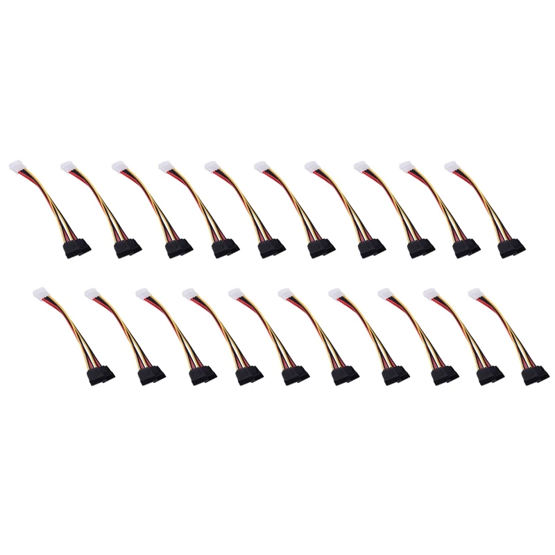 

20 шт. кабель питания MOLEX IDE 4-контактный штекер на ATA SATA 15-контактный кабель питания от 1 до 2