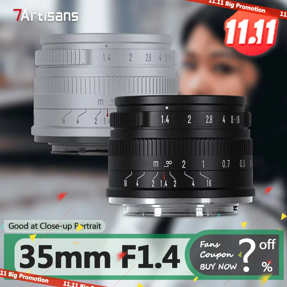 7artisans APS-C 35 мм F1.4 Портретный объектив с большой диафрагмой для камеры креплением