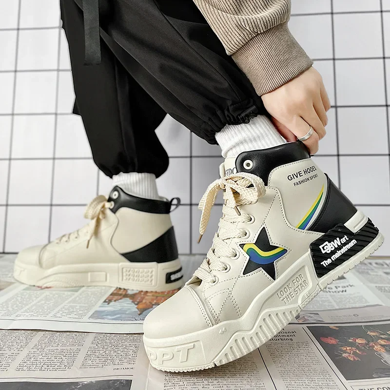 

Мужская обувь, новая нишевая Дизайнерская обувь для скейтборда, мужские гонконгские ветрозащитные туфли, высокие ботинки с национальными линиями