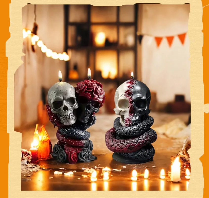 Форма в виде черепа и свечи силиконовая форма для Хэллоуина сделай сам змеи Новая