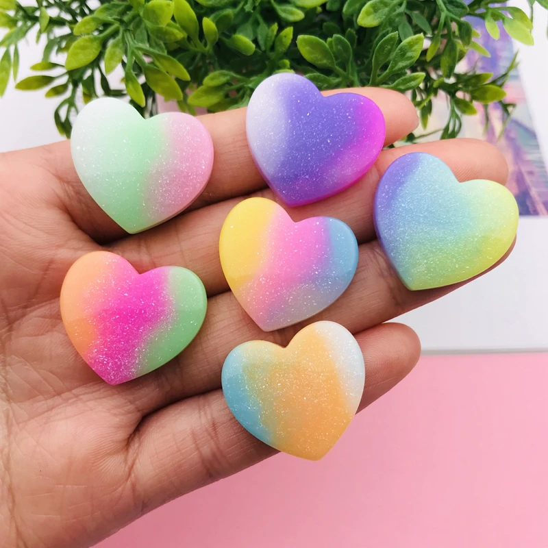 10 шт. разноцветные блестящие сердца и пять звезд из смолы для рукоделия