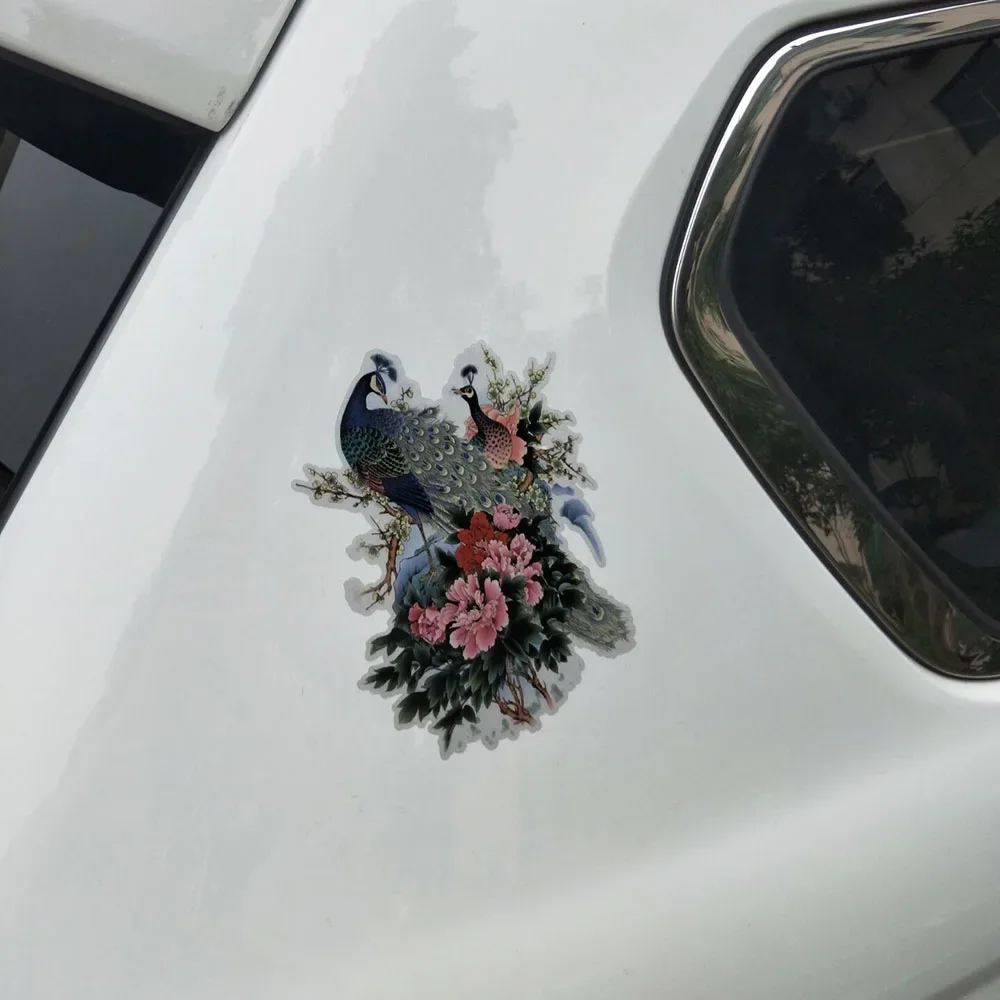 Модная автомобильная наклейка, самые крутые наклейки с цветком павлина, пиона, ПВХ, украшения для бампера, аксессуары, водонепроницаемая наклейка для мотоцикла 18*13 см (art.: 3920d2da13fcf) - 3920d2da13fcf