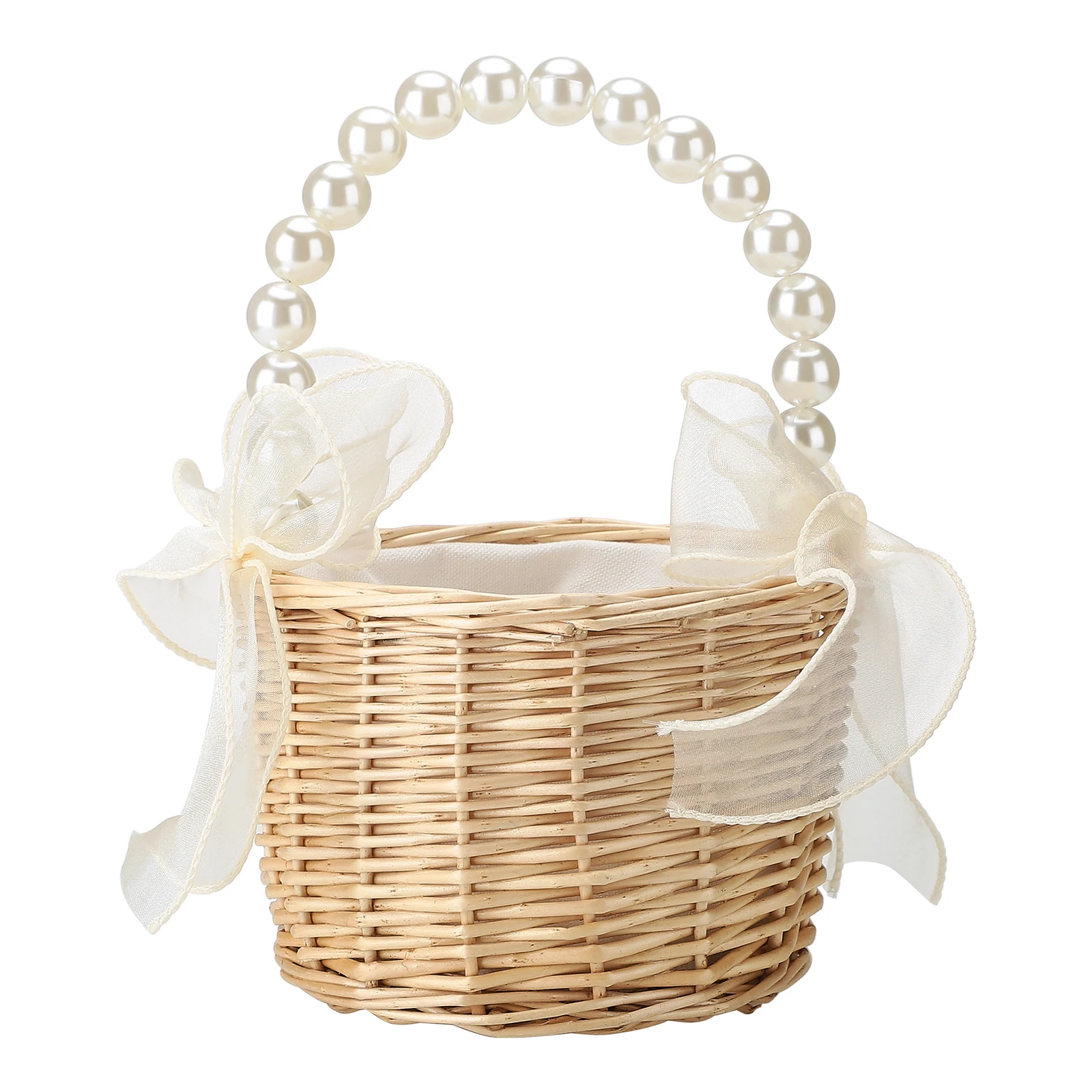 

Wedding Ceremony Ring Pillow Flower Basket Portable Burlap Bowknot Vintage Wedding Basket
