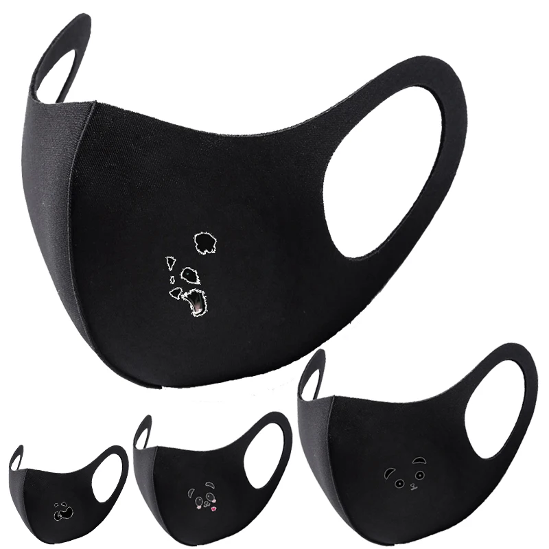

Four seasons riding mask black ice silk mask panda printing mask cosplay 3D dimensional sunscreen breathable Anti-dust mask