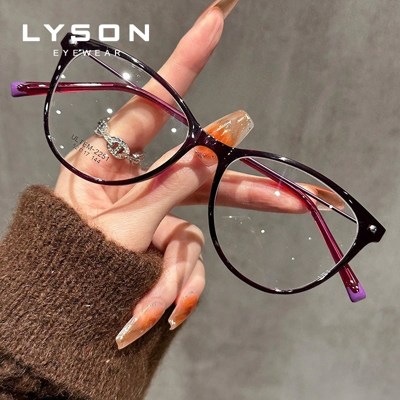 Фото Очки для чтения LYSON женские, «кошачий глаз», универсальные, TR90, с защитой от синего света, для коррекции близорукости, антибликовые, оптическая оправа №4
