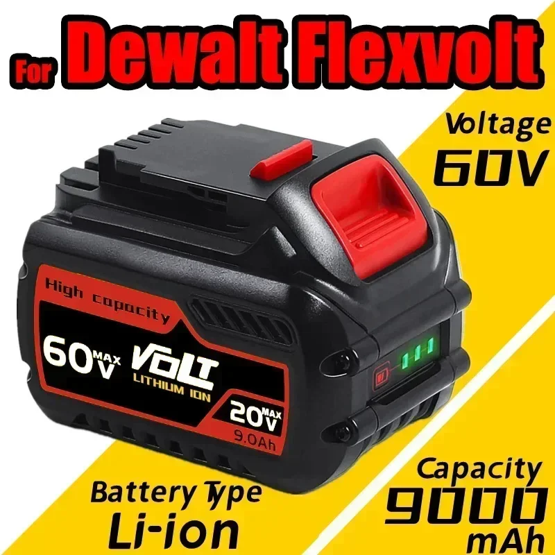Аккумулятор для электрической дрели DCB606 DCB612 DCB609 DCB20 2GO 9000 мАч Dewalt FlexVolt 120 В 60 20