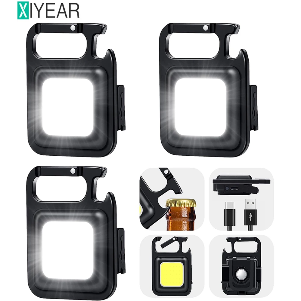 

Mini Keychain Light LED Pocket Flashlight USB Rechargeable Outdoor Multifunction Work Light Camping Hiking COB Small Lantern