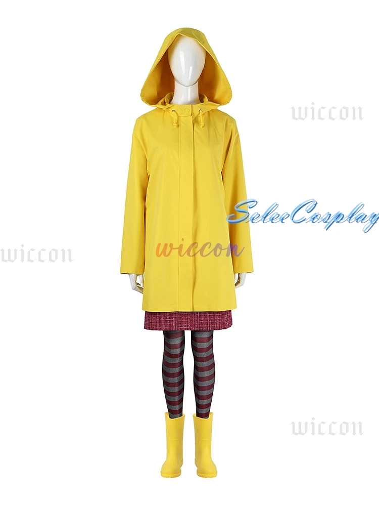 Коралина Косплей Костюм Ужасы Сказочные Фильмы Желтое Пальто Секретная Дверь