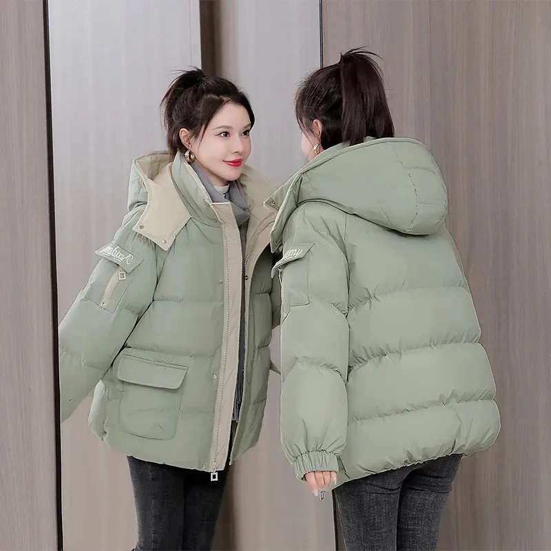

2023 New Women Winter Cotton Coat Warm Thicken Down Padded Coats Women Parkas Korean Loose Outwear Winter Cotton Padded Coats
