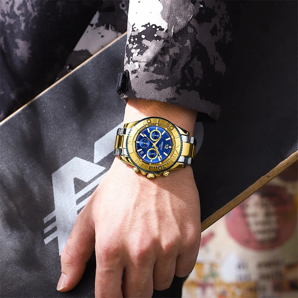 Часы наручные NIBOSI Мужские кварцевые брендовые Роскошные водонепроницаемые с