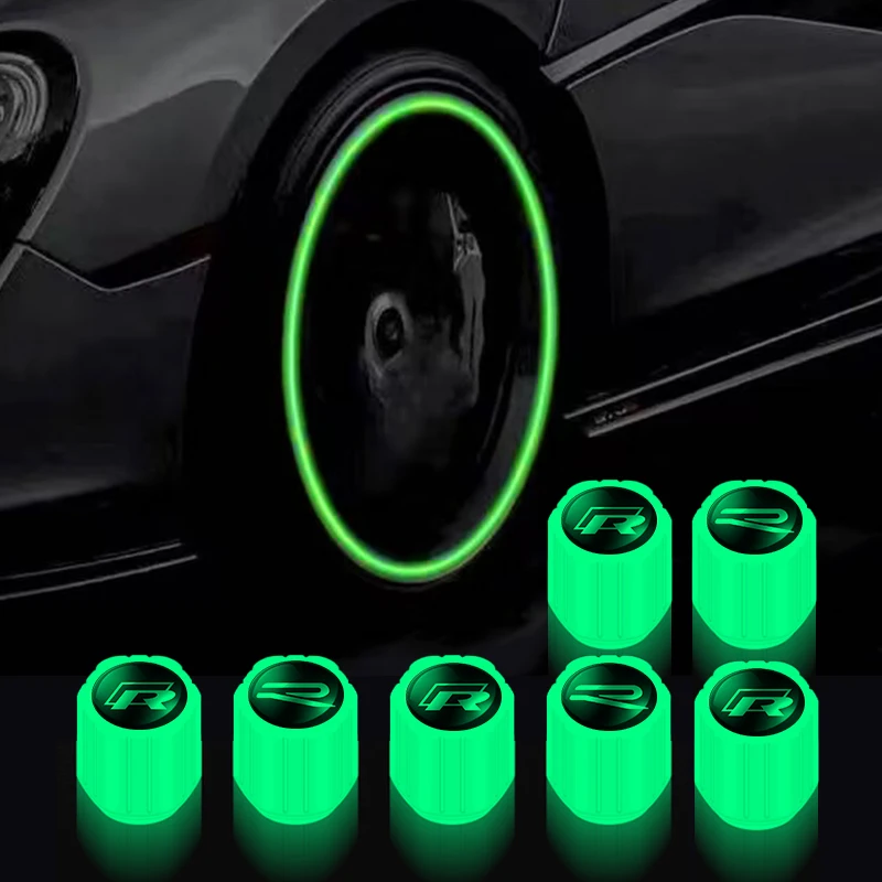 4 шт. флуоресцентные зеленые колпачки для клапанов колес автомобиля светящиеся
