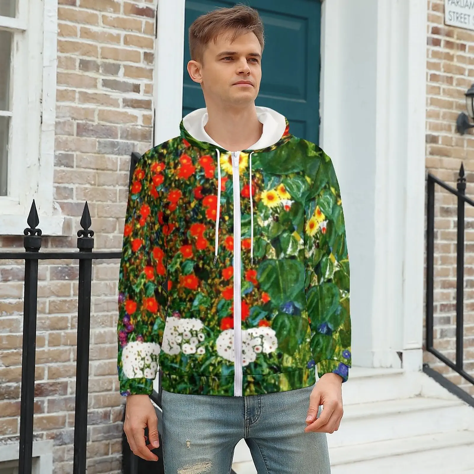

Farm Garden Hoodie Sunflowers Print For Men Winter Hoodies Full Print Zip Up Hoodie Oversize