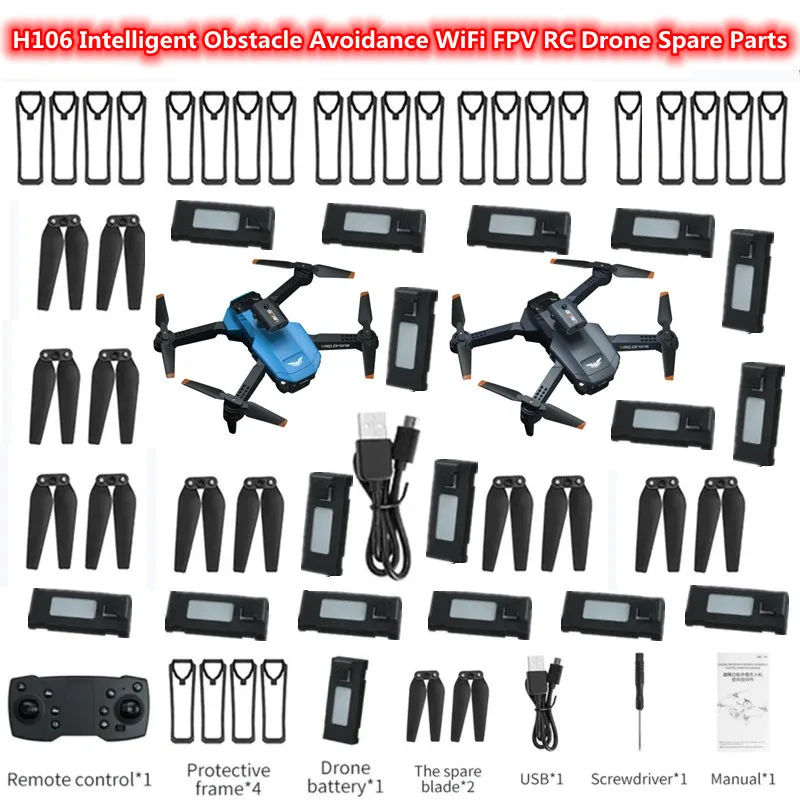 

H106 Intelligent Obstacle Avoidance WIFI FPV RC Drone Spare Parts 3.7V 1800MAH Battery/Propeller/Protective Frame/USB Line