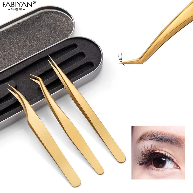 

3Pcs/Box Makeup Eyelashes Grafting Tweezers Lashes Extension Tool Nail Decoration Rhinestone Picking Stainless Steel