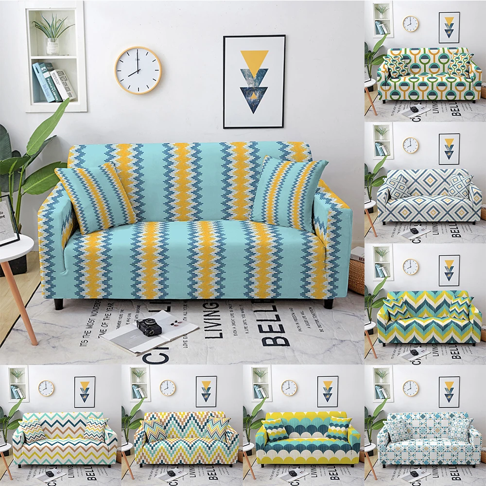 

Elastic Sofa Cover for Living Room Wavy Lines Print Couch Cover Geometric Modern Stretch Slipcover Sofa Protector 1/2/3/4 Seater