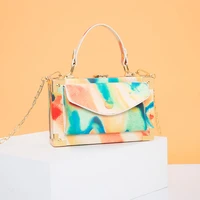 graffiti handbags for women 2022 trend printing fashion leather small square bag ladies chain party luxury shoulder bag woman