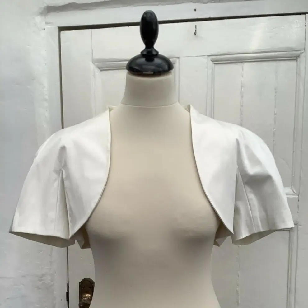 

Short Sleeve Stain Bridal Bolero Jacket Elegant White Cheap Wedding Jackets