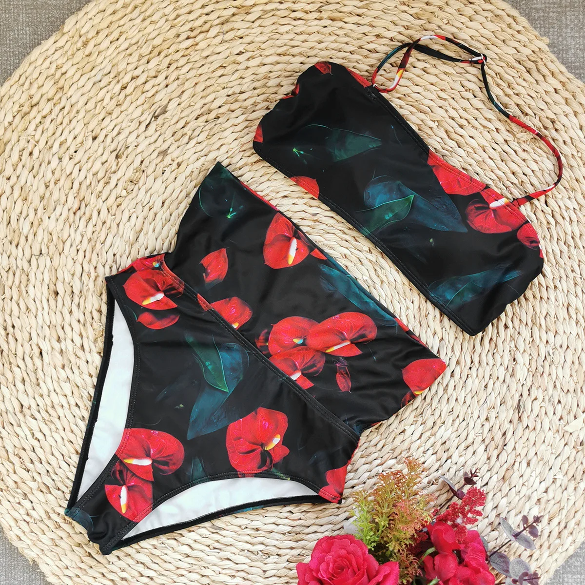 Новинка 2025 года купальник без бретелек с высокой талией бразильский комплект