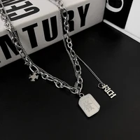hip hop fashion titanium steel necklace couple rich mahjong fa necklace for trendy men women
