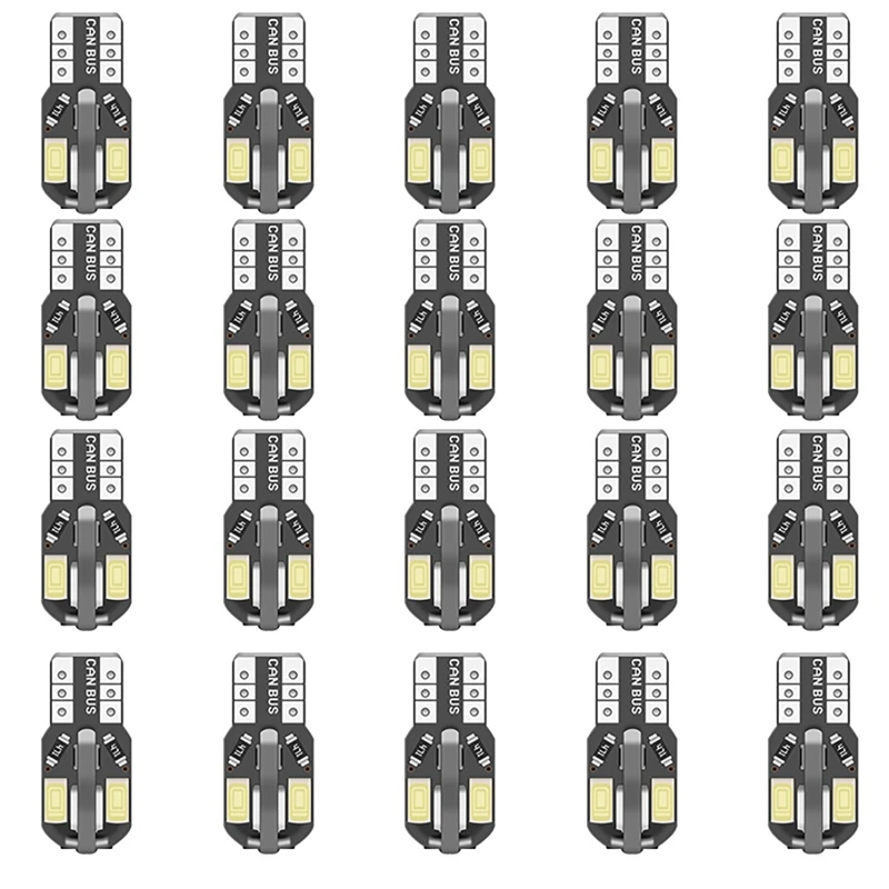 

20Pcs T10 LED Light Bulbs Xenon White 192 168 194 2825 W5W Super Bright 6000K for Car Truck Trailer Reading Light