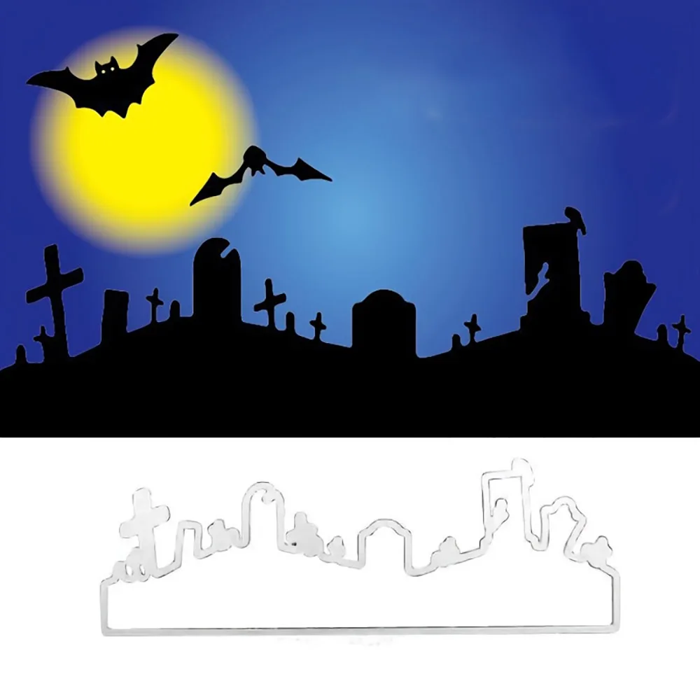 

Halloween Bat Tombstone Cutting Dies Embossing Scrapbooking Cutter Paper Greeting Cards Metal Stamp Stencils for Decoration