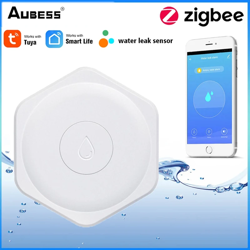 

Zigbee Water Detector Leakage Sensor Alarm Leak Detector Sound Tuyasmart Smart Life APP Flood Alert Overflow Security Sensor