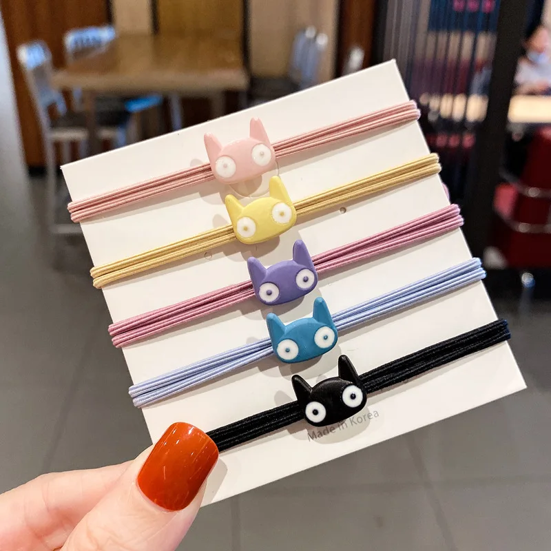 

5PCS Lovely Colorful Hair Bands For Girls Nylon Hair Ties Kids Candy Color Elastic Rubber Band Scrunchie Hair Accessories