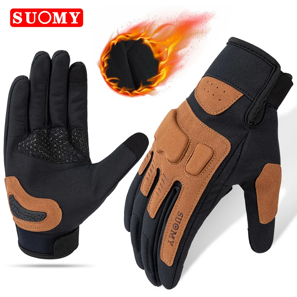 

SUOMY Мотоциклетные Перчатки Унисекс, Весна-осень-зима, Теплые Короткие Гоночные Перчатки, Ветрозащитные