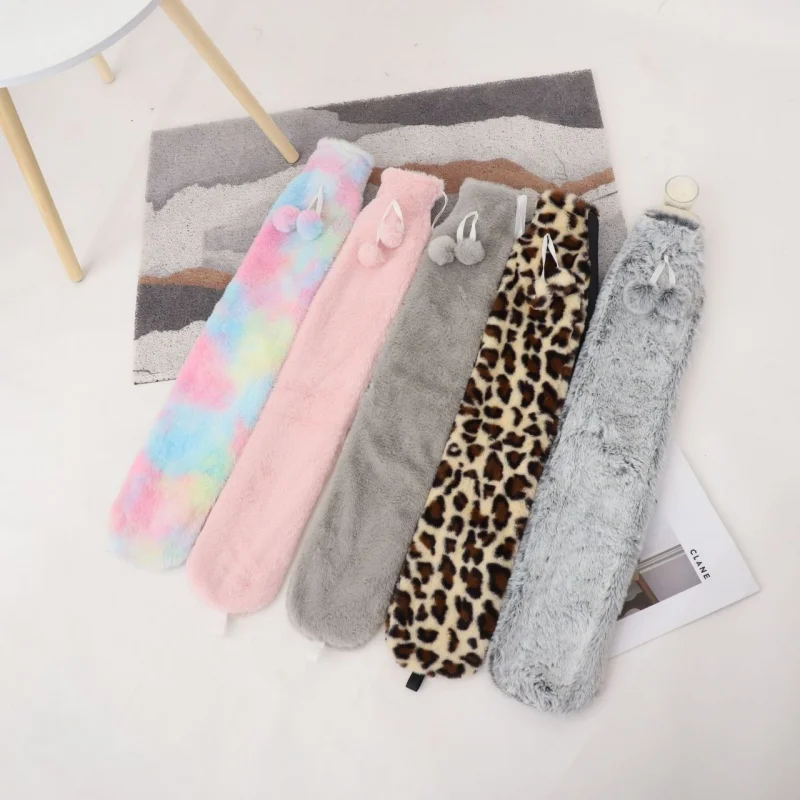 

2L Hand Warmer Extra Long Hot Water Bag Portable Hand Feet Warming Tools Cute with Knitted Cover Water Filled Belly Warmer