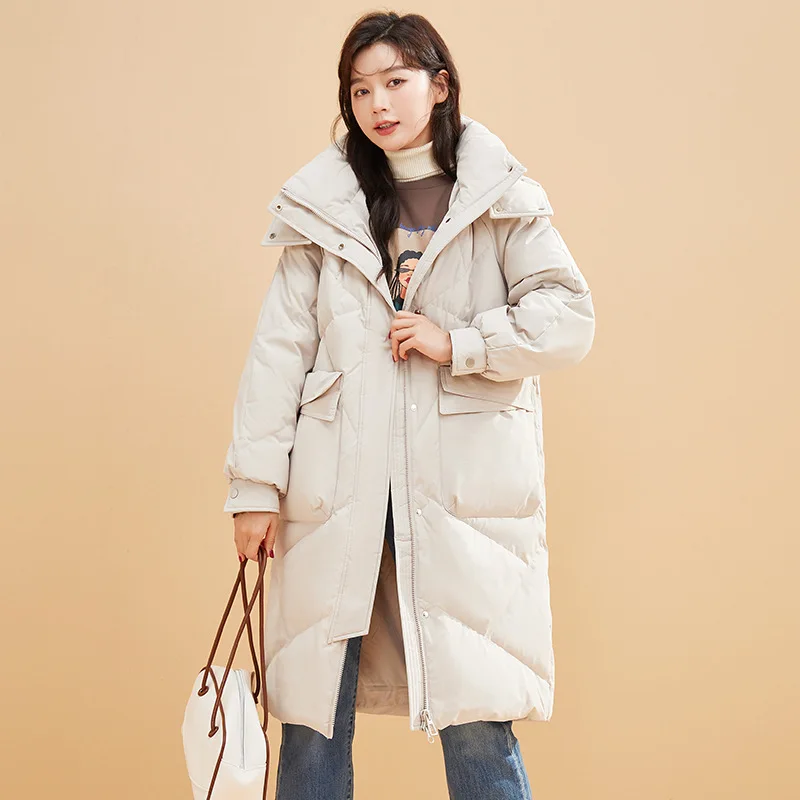 DEODAR Down Jacket Women Winter Detachable Hat Md-long Coats Windproof Thicken Warm Casual Outwear for Commute Office Lady