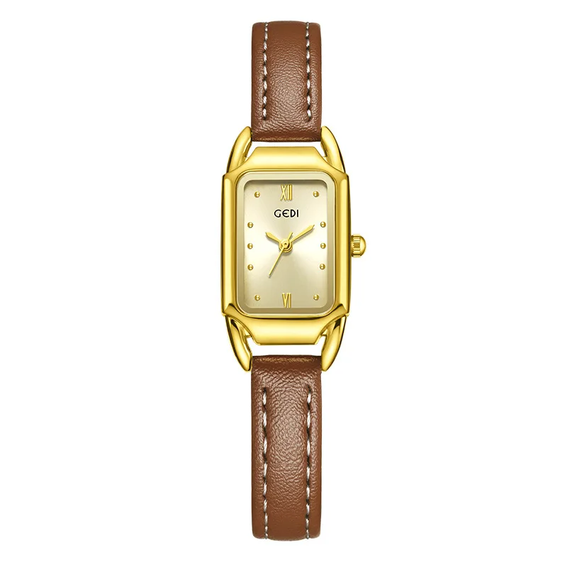 Модные женские часы GEDI лучший бренд золотые прямоугольные водонепроницаемые