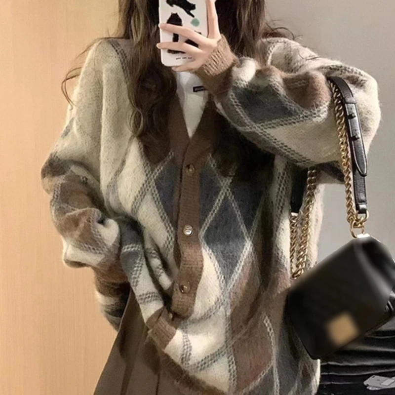 

Свободный уютный свитер, женский ветрозащитный вязаный кардиган для весны и осени, Прямая поставка