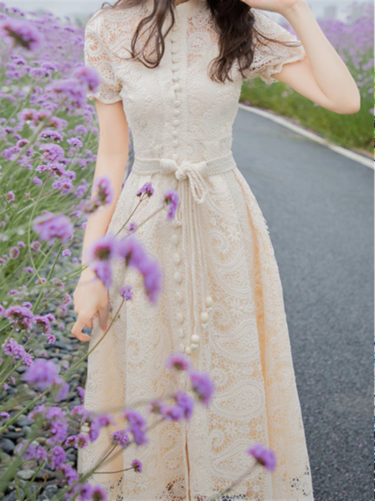 Женское платье с вышивкой однотонное винтажное Привлекательное платье-трапеция