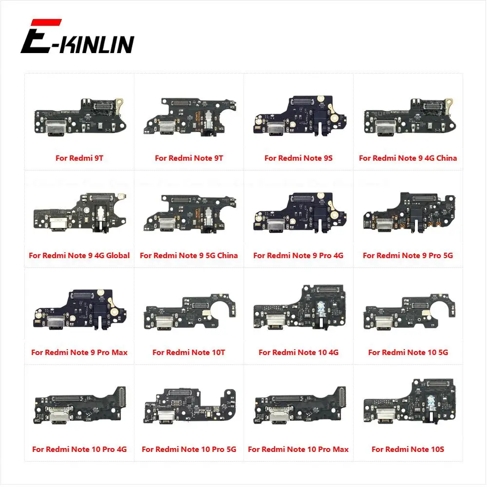 

USB Charging Port Dock Plug Connector Charger Board Mic Flex Cable For Xiaomi Redmi Note 9 9S 9T 10 Pro Max 10T 10S 4G 5G Global