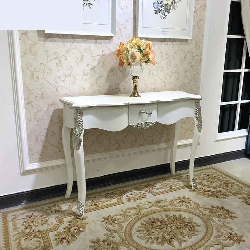 

European style porch cabinet luxury villa living room side cabinet household shelf solid wood carved porch table neoclassical si