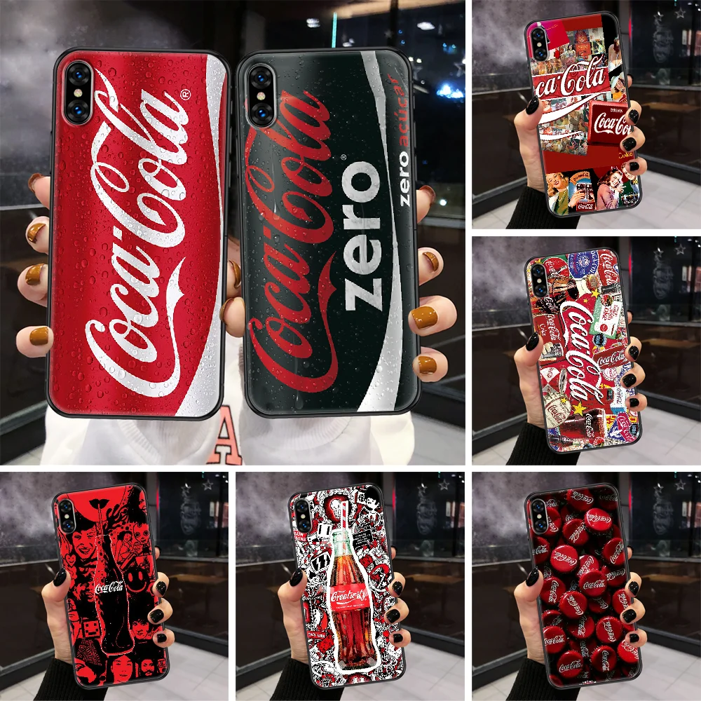 

coca-cola Phone Case For iphone SE 2020 14 7 8 11 12 13 Mini Plus X XS XR Pro Max black luxury cover fashion shell 3D hoesjes