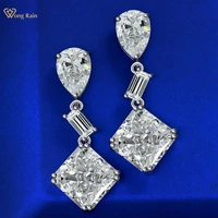 wong rain simple 100 925 sterling silver 1010 mm created moissanite gemstone drop dangle earrings for women fine jewelry studs