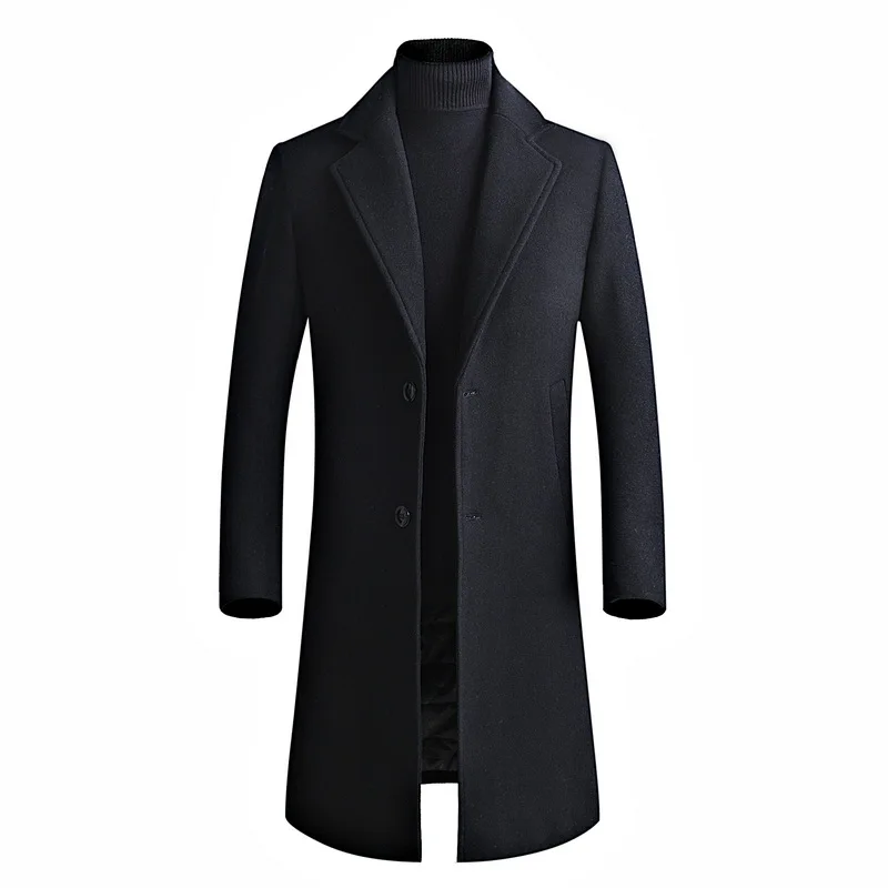 

High-quality Fashion Handsome Trend Long Trench Coat Men's Youth Winter New Wool Felt Coat Men's Middle-aged Thickened Felt Coat