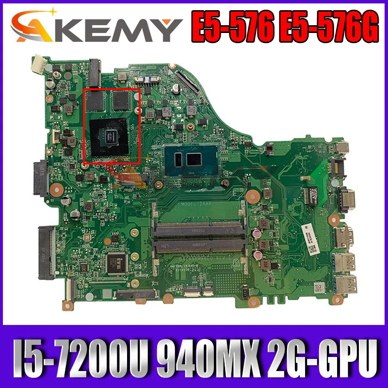 

NBGRR11007 NB.GRR11.007 для Acer ASPIRE E5-576 E5-576G материнская плата для ноутбука DAZAARMB6E0 со I5-7200U 940MX 2G-GPU DDR3 100% тест