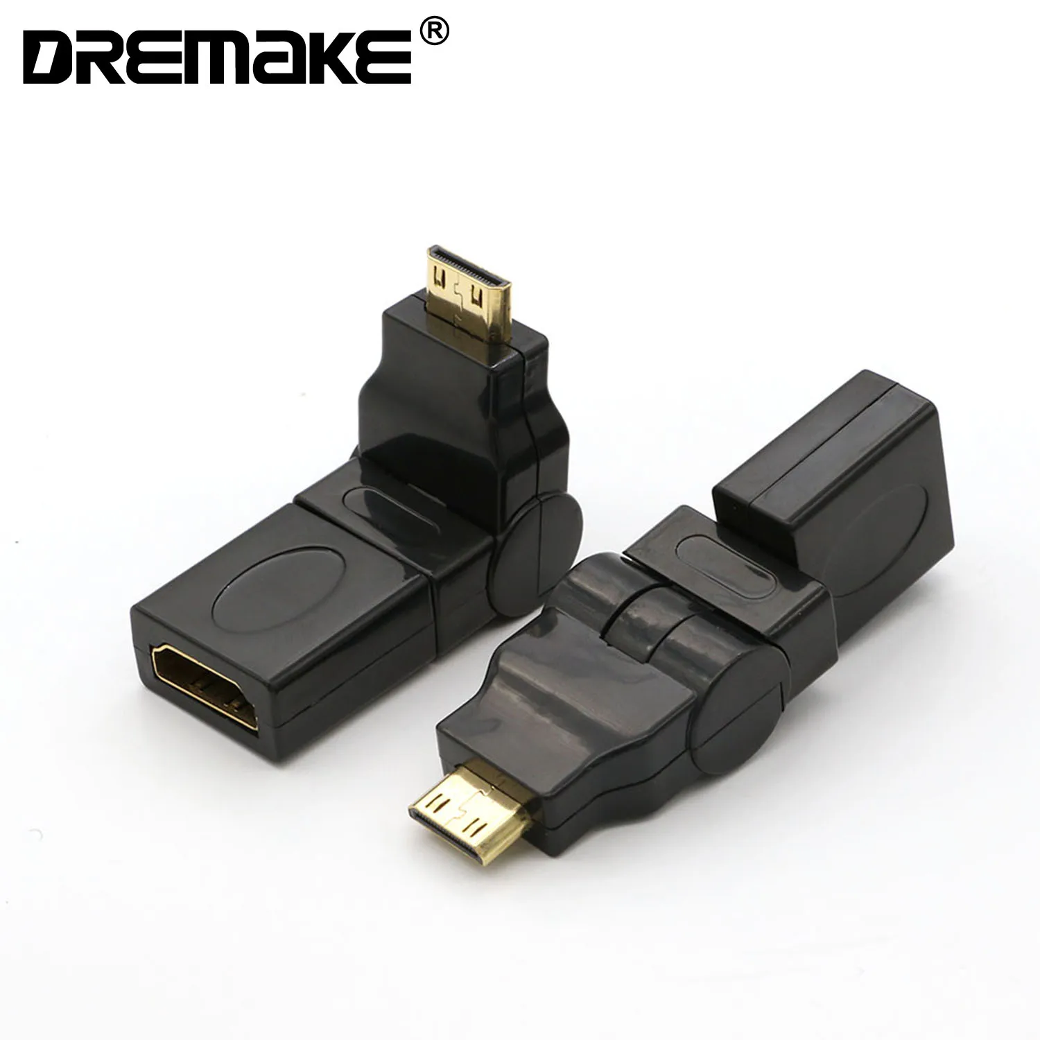 2 paquetes de 360 grados MINI HDMI, compatible con macho a HDMI, adaptador hembra, convertidor para PC, TV, DVD, proyector, TV BOX