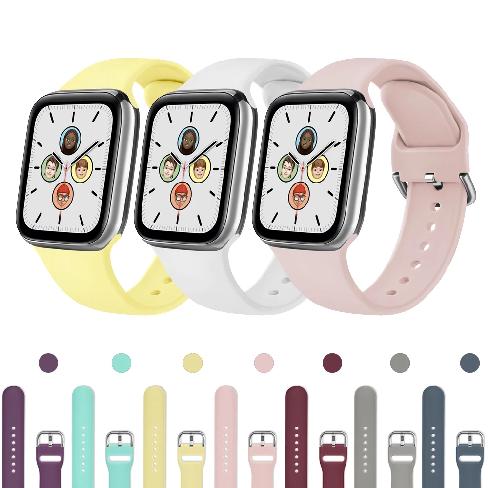 

Ремешок силиконовый для Apple Watch Band 7 6 5 4 3 2 1 38 мм 42 мм 44 мм 41 мм 45 мм, мягкий браслет для iWatch 1 2 3 38 мм 42 мм