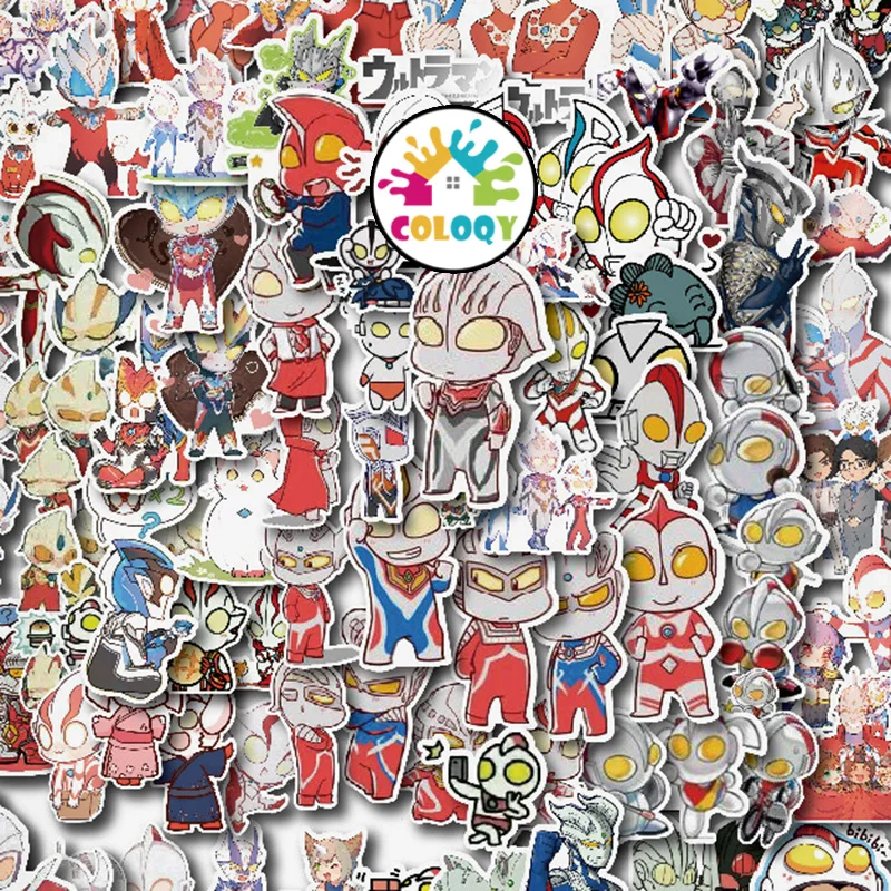 

100 неповторяющиеся Мультяшные наклейки Ultraman, милые водонепроницаемые наклейки Q version для выражений, материал для учетной записи рук, детские...