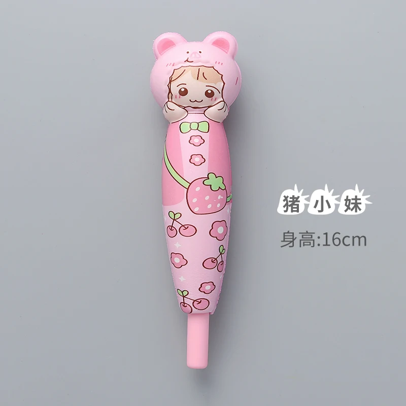 

1 set of pig girl decompression pen cute creative decompression pen cartoon student stationery gel pen high-value black pen