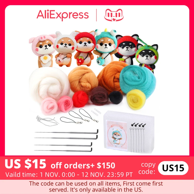

Nonvor Wool Felting Package Material Animal Handmade Toy Non-Finished DIY Arts Crafts Needlework Yarn Needle Felting Starter Kit