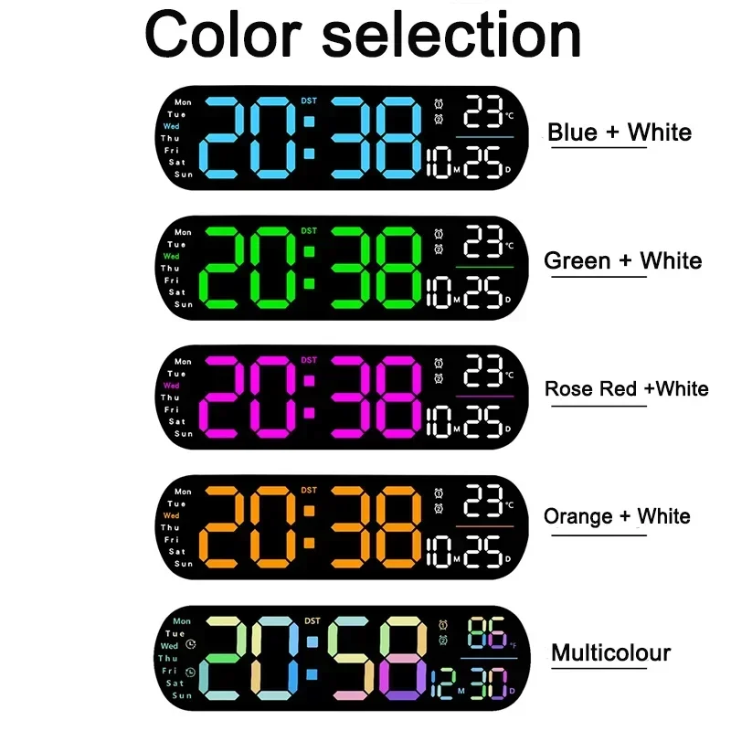 z wyświetlaczem Elektroniczny budzik Kreatywna dekoracja domu Zdalne sterowanie Ekran LED Cyfrowy zegar ścienny Duża temperatura Wilgotność
