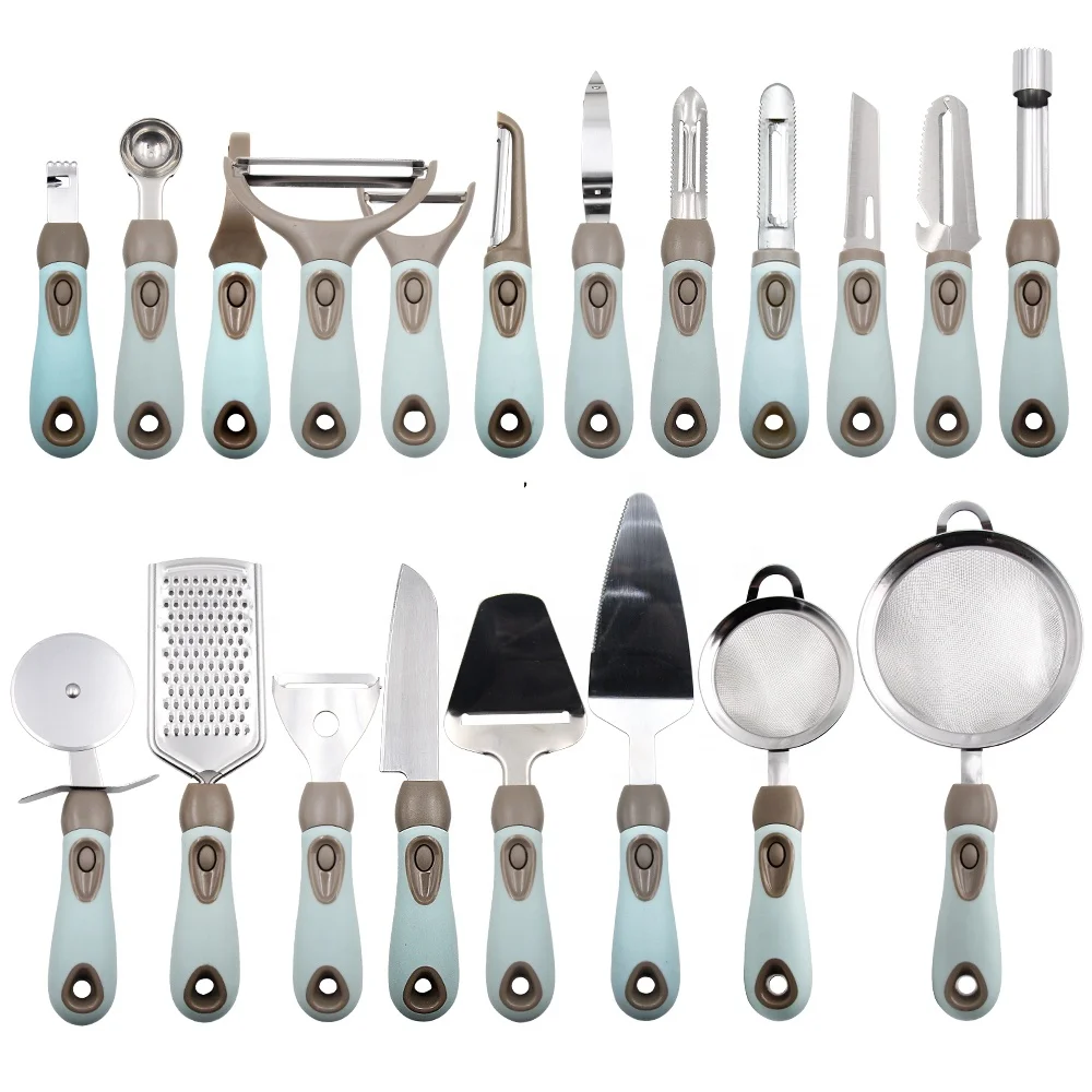 

Stainless steel Peeler knife spatula corer Amazon best seller 20 pieces kitchen accessories with PP TPR handle, kitchen gadgets