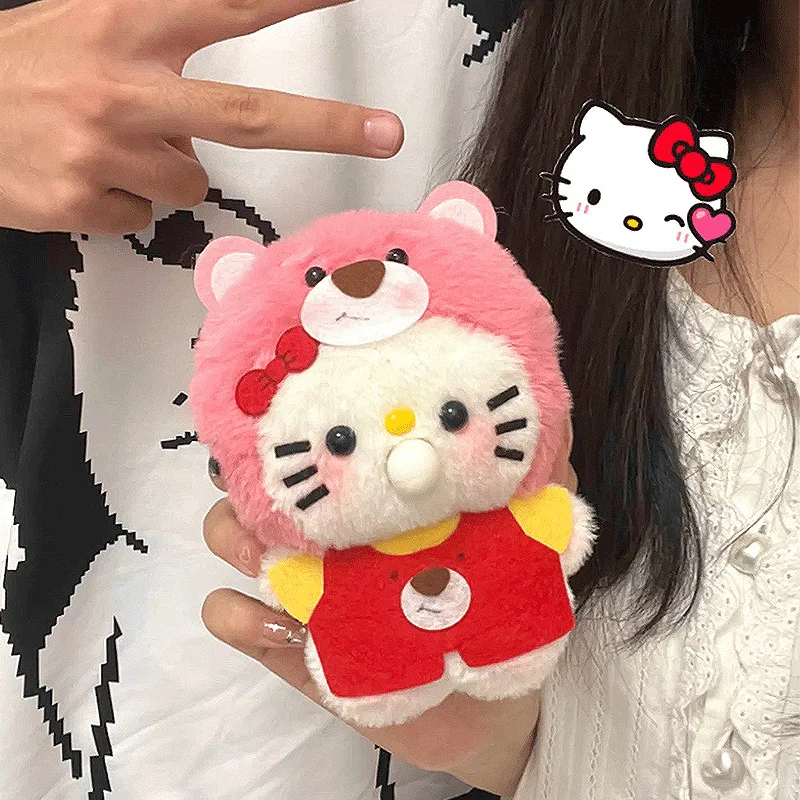 

New Anime Hello Kitty Plush Toy Bubble Spitting Strawberry Cat Cute Handmade Material Pack Plush Doll Pendant Valentine Day Gift