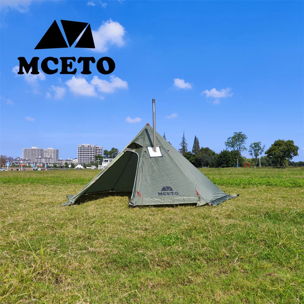 Легкая 3-местная палатка Tipi Hot Tent с огнезащитными дымоходными трубками оконные